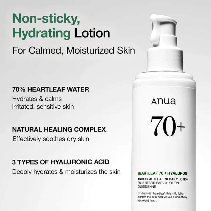 ANUA Heartleaf 70 Loción Facial Diaria – Hidratación Ligera y Calmante (200ml)