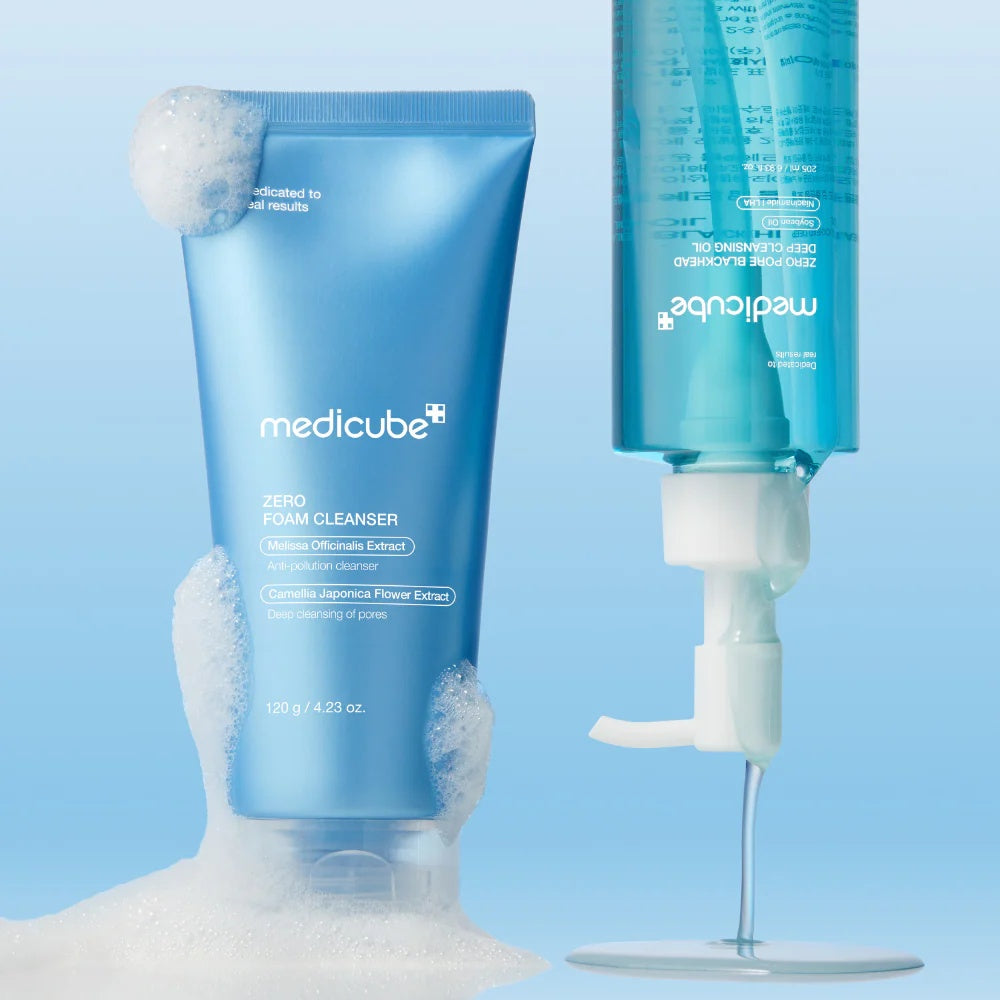 Medicube Doble Limpieza Facial – Aceite Limpiador + Zero Foam Cleanser 120 g, Limpieza Profunda de Poros, Elimina Maquillaje y Sebo, Ideal para Piel Mixta y Grasa