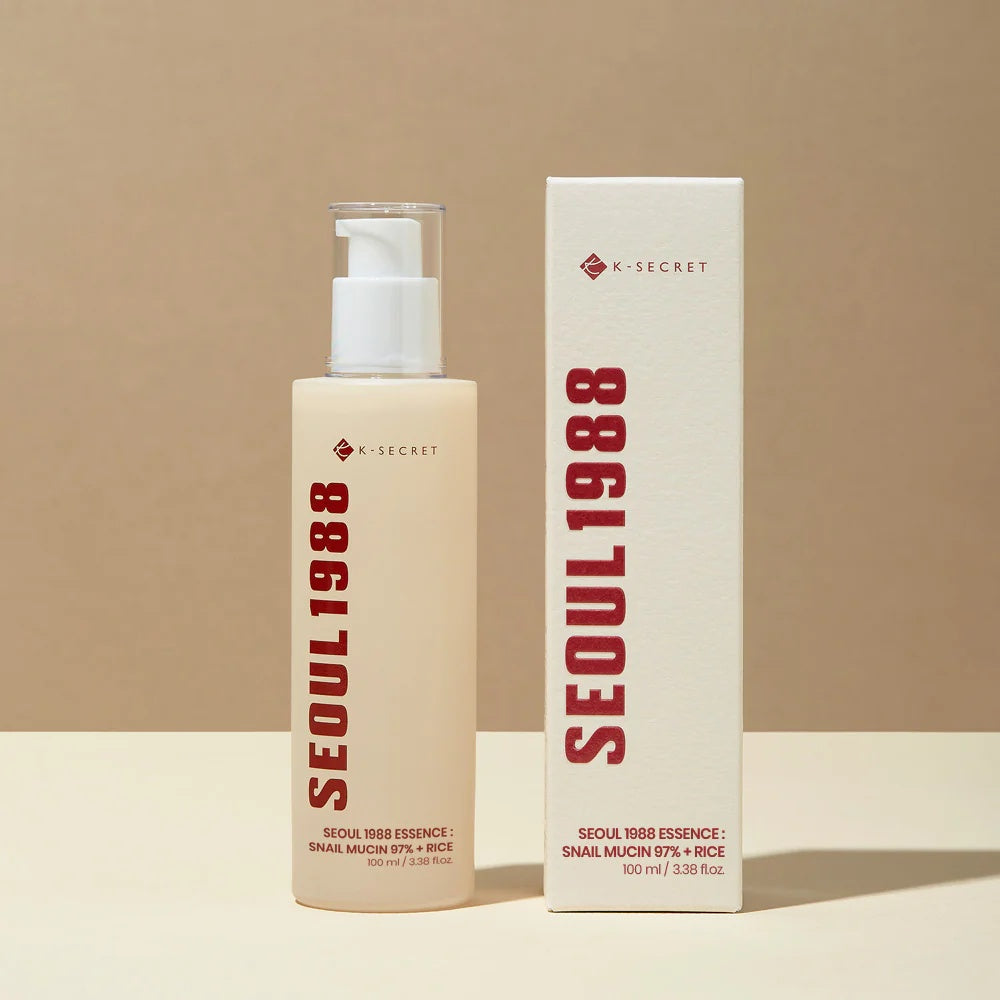 K-SECRET – SEOUL 1988 Esencia Facial con 97% Mucina de Caracol + Arroz Fermentado 100ml – Hidratación y Regeneración Profunda