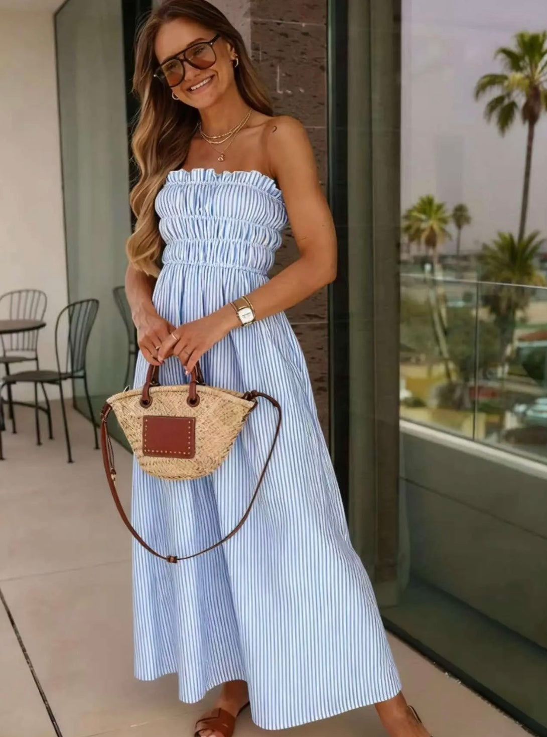 YULI Vestido de Rayas de Algodón 100% – Ligero, Cómodo y Elegante para Primavera/Verano