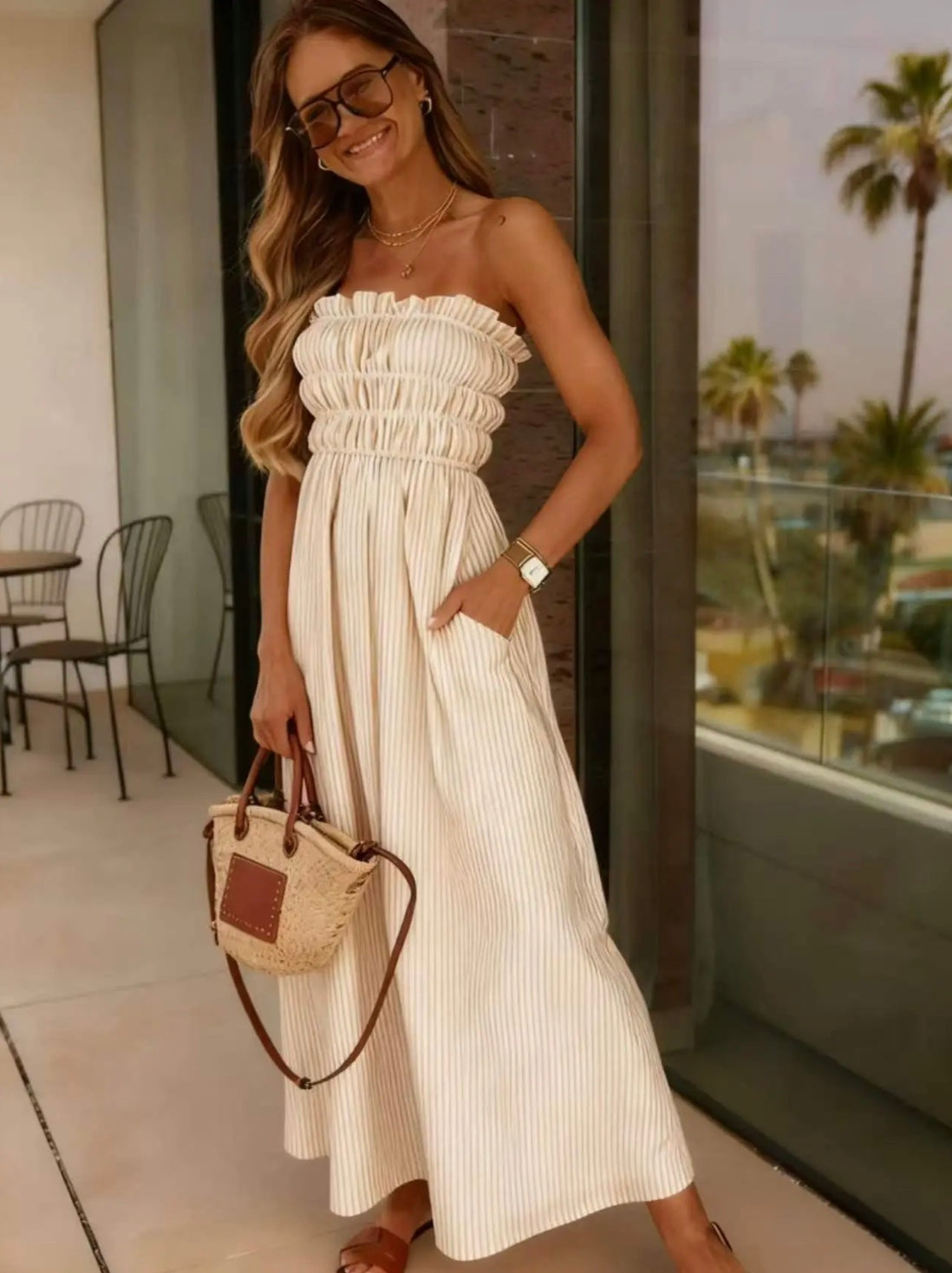 YULI Vestido de Rayas de Algodón 100% – Ligero, Cómodo y Elegante para Primavera/Verano