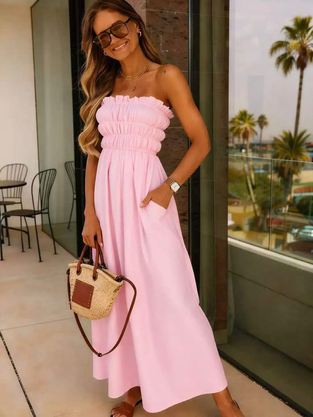 IVONNE Vestido Largo Fucsia de Mujer con Bolsillos | Ligero, Elegante y Cómodo – Primavera Verano 2026