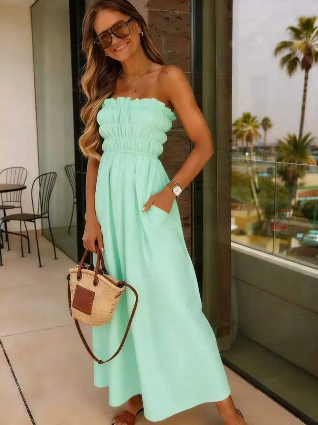 IVONNE Vestido Largo Fucsia de Mujer con Bolsillos | Ligero, Elegante y Cómodo – Primavera Verano 2026