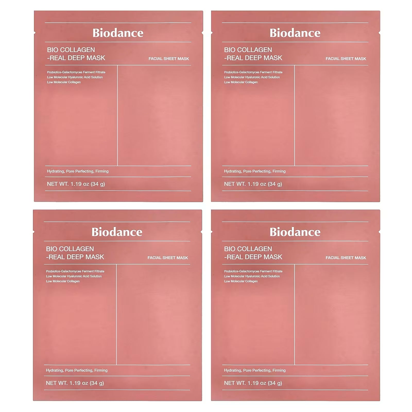 Biodance – Bio Collagen Real Deep Mask (4 Sheets) Mascarilla Facial Intensiva Reafirmante & Hidratante