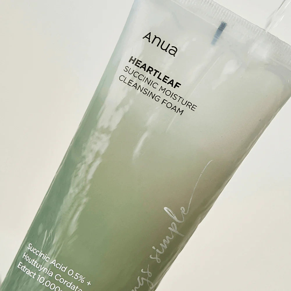 Anua – Limpiador Facial Heartleaf con Ácido Succínico 150ml – Espuma Hidratante y Purificante