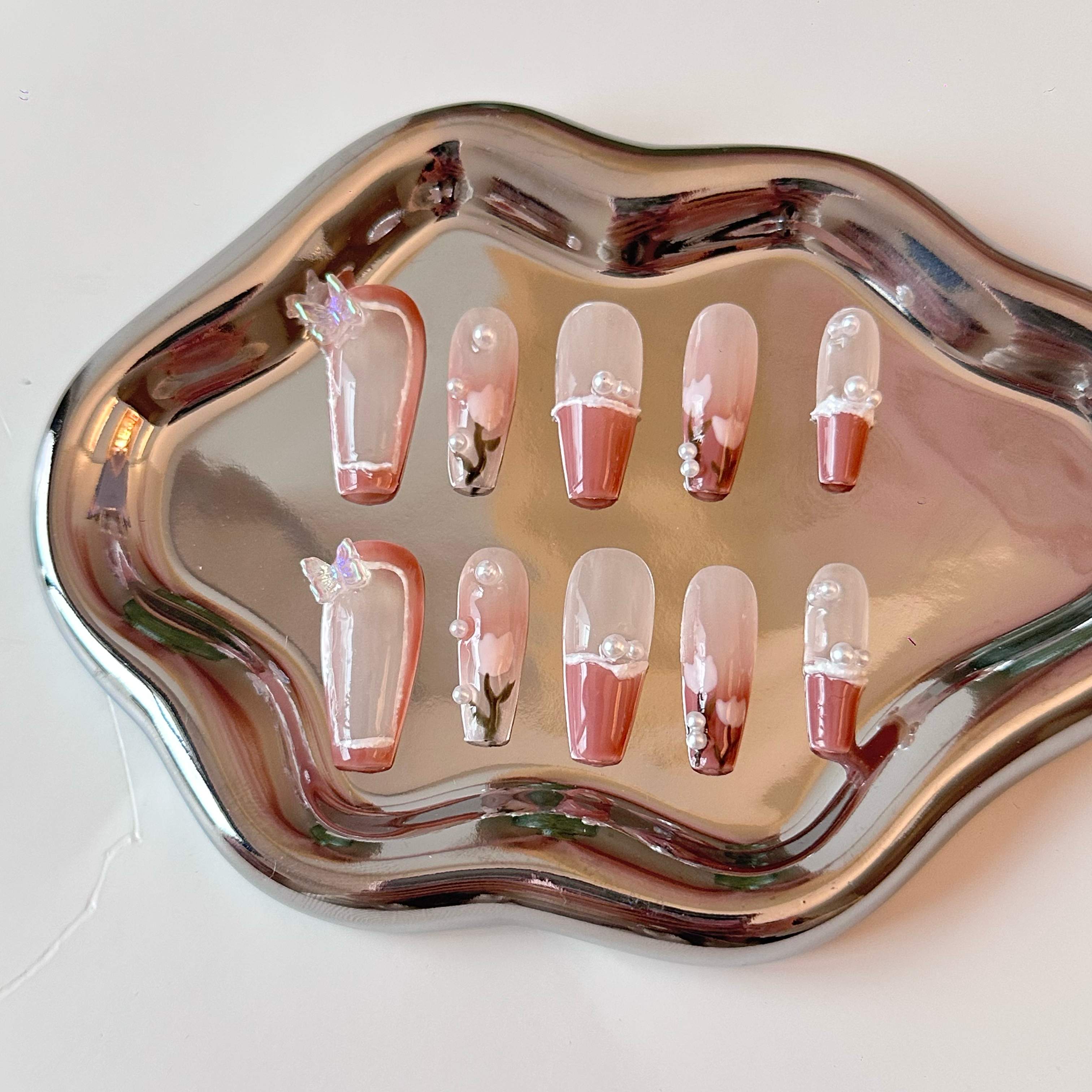 Pack x 3 press on nail, 36 unidades ,efecto gel y semipermanentes