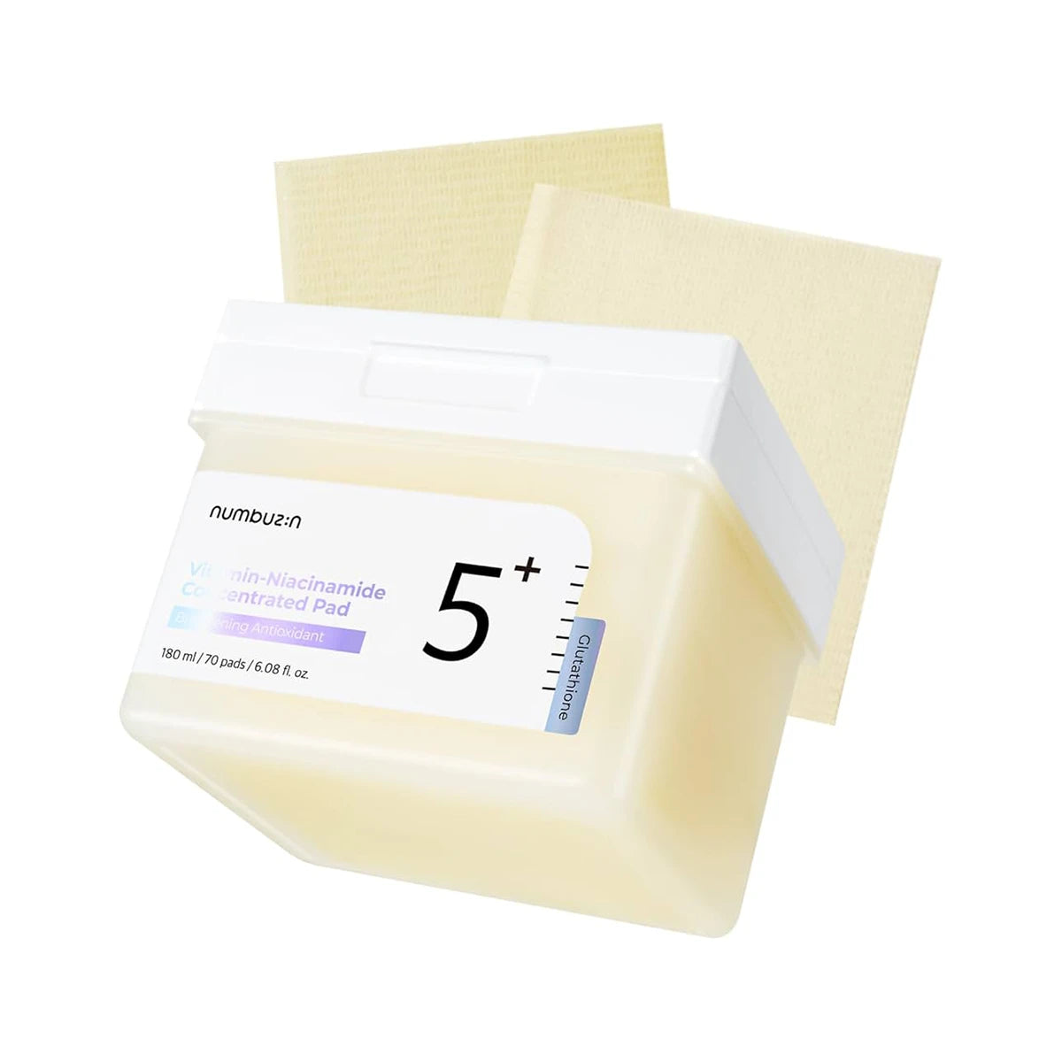 No.5+ Niacinamide Toner Pads Concentrados con Glutatión – Iluminadores y Antimanchas (70 Pads)