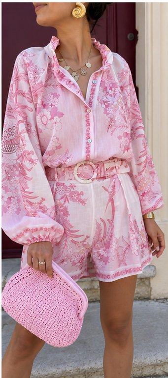 Conjunto de Mujer con Cinturón de Algodón | Elegante, Cómodo y Fresco para Primavera Verano