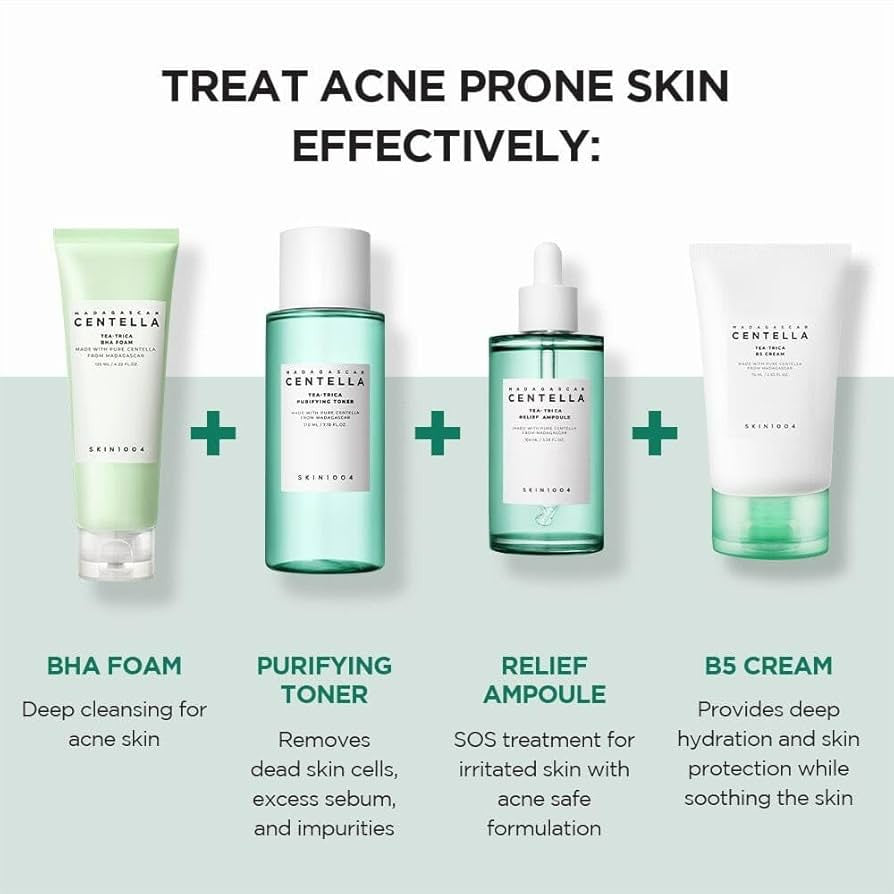 SKIN1004 Tea-Trica Crema Facial Calmante con Centella y Árbol de Té – Cuidado Antiacné para Piel Grasa o con Imperfecciones 75ml