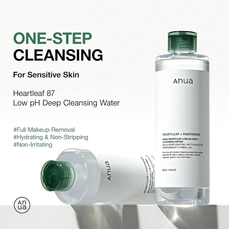 Anua – Agua Limpiadora Heartleaf Low pH 500ml – Desmaquillante Suave y Calmante
