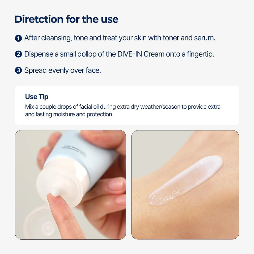Torriden DIVE-IN Crema Molecular con Ácido Hialurónico de Bajo Peso – Hidratación Profunda para Piel Sensible 100ml