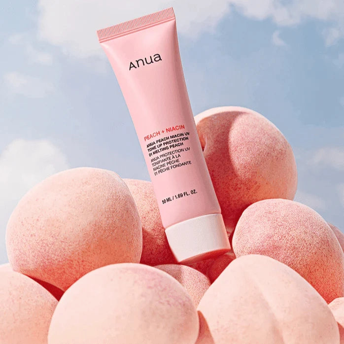 Anua – Protector Solar Peach Niacin UV Tone Up 01 Melting Peach SPF50+ PA++++ 50ml – Efecto Iluminador y Natural