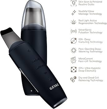 GESKE – Limpiador Facial Ultrasónico Inteligente 9 en 1 con Microcorriente y Eliminador de Puntos Negros