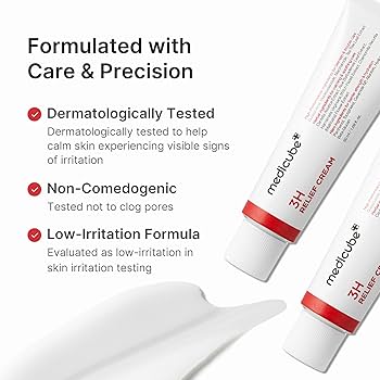 Medicube 3H Relief Cream 50ml – Crema Calmante Reparadora con Niacinamida, Centella Asiática y Ceramidas