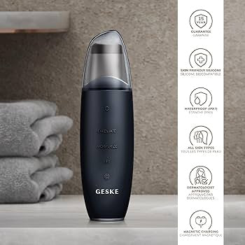 GESKE – Limpiador Facial Ultrasónico Inteligente 9 en 1 con Microcorriente y Eliminador de Puntos Negros