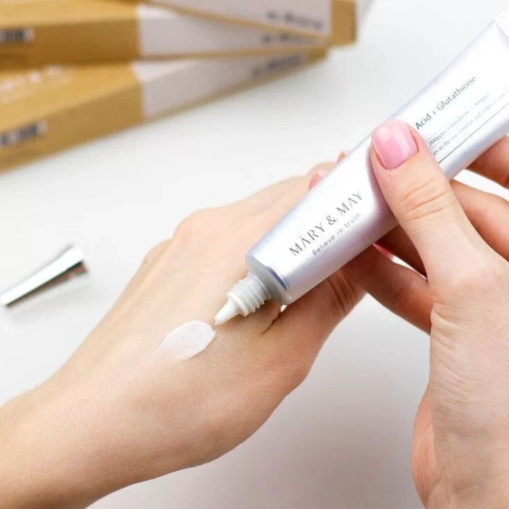 Mary&May – Crema de Ojos con Ácido Tranexámico + Glutatión 30ml – Iluminadora y Antimanchas