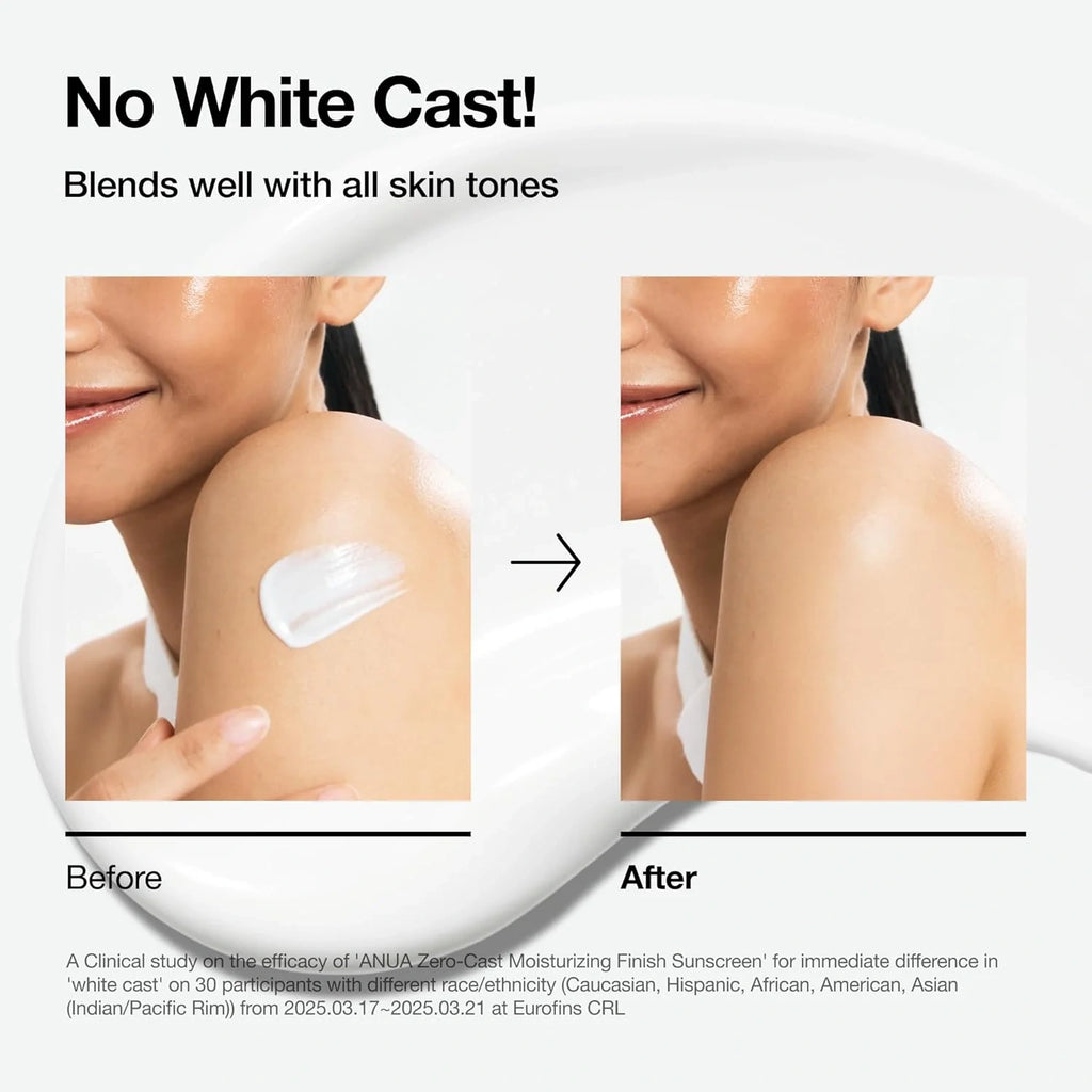 Anua – Protector Solar Zero-Cast Hidratante 50ml – SPF50+ PA++++ Sin Rastro Blanco