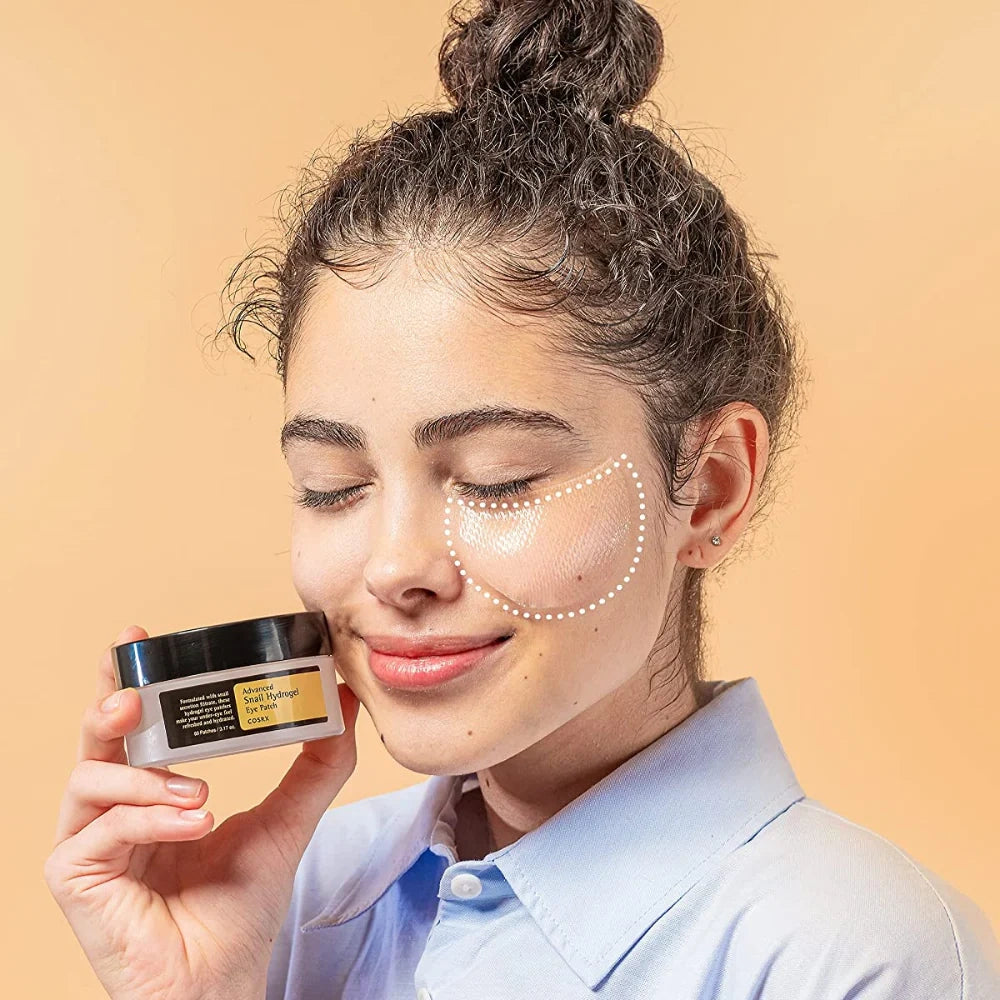 COSRX – Advanced Snail Hydrogel Eye Patch (60 Parches) – Hidratación y Reparación para el Contorno de Ojos