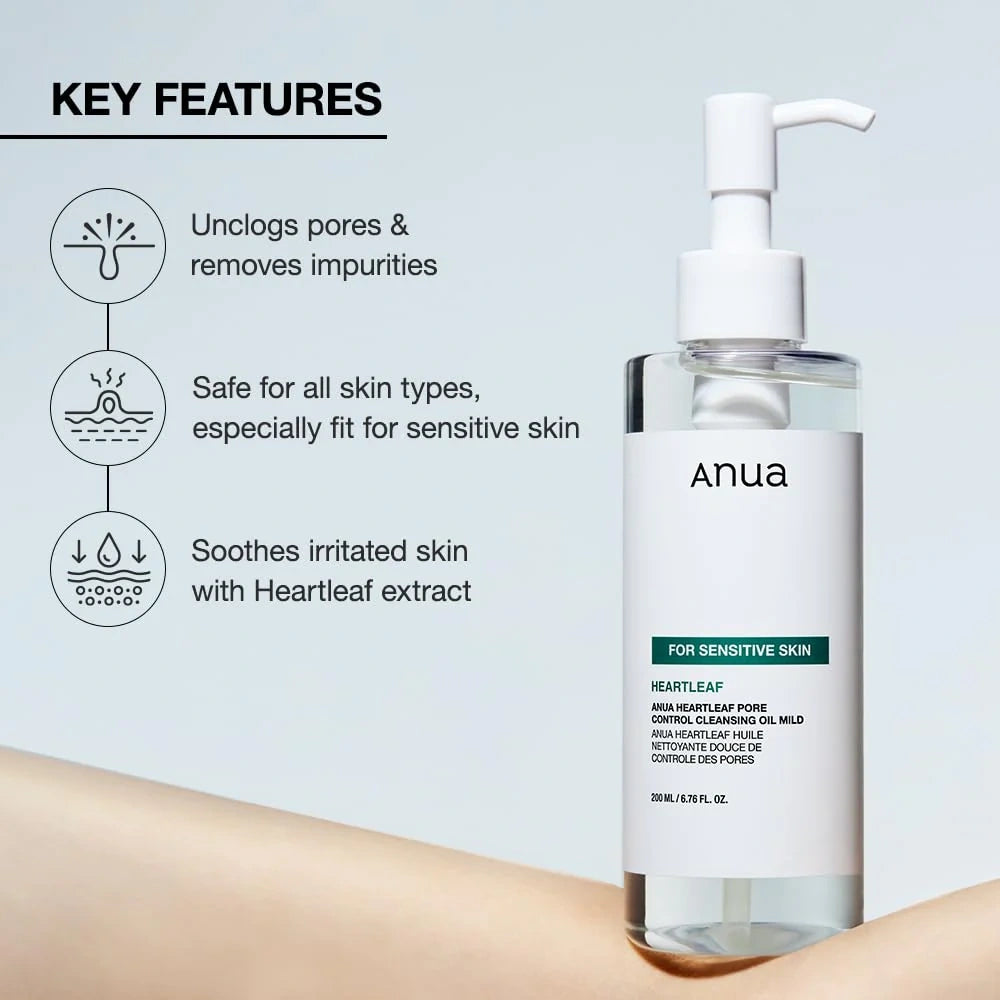 ANUA – Aceite Limpiador Suave Heartleaf para Control de Poros – 200ml