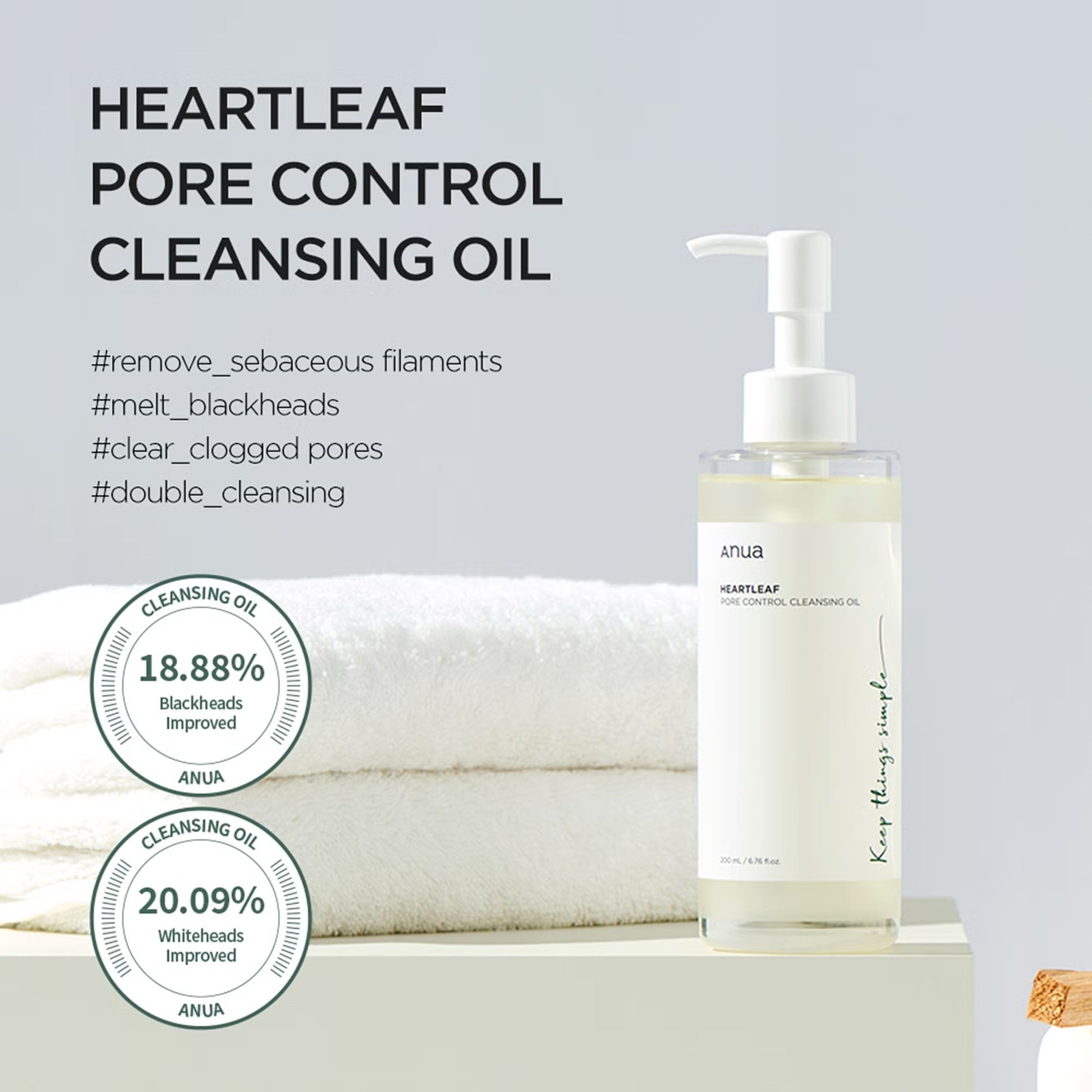 Anua Heartleaf Aceite Desmaquillante y Limpiador de Poros | Limpieza Suave para Piel Sensible – Cosmética Coreana K-Beauty (200ml)