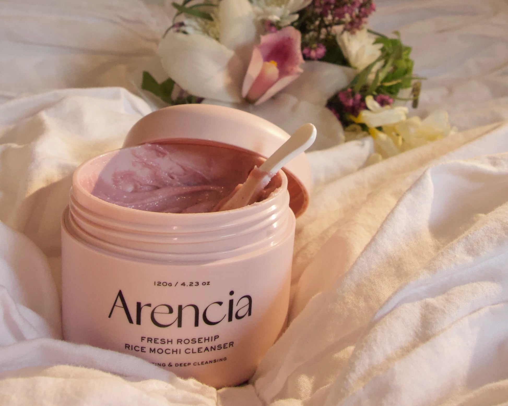 Arencia – Fresh Rosehip Rice Mochi Cleanser | Limpiador Facial Suave con Rosa Mosqueta y Arroz