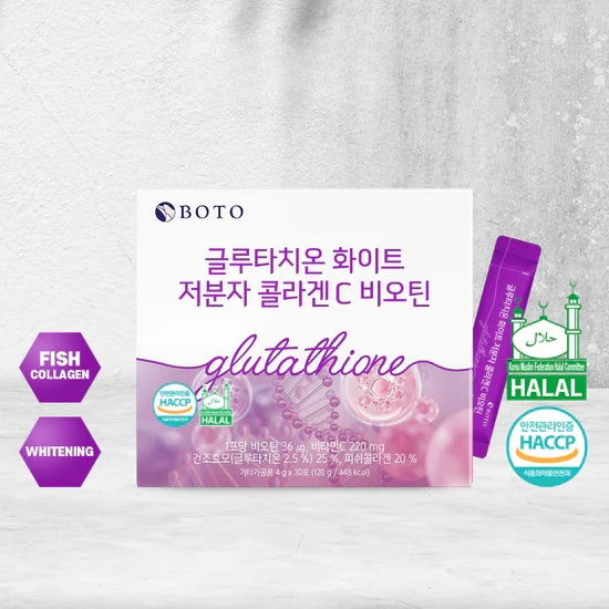BOTO – Glutathione White Small Molecule Collagen C Biotin 4g x 30Stick