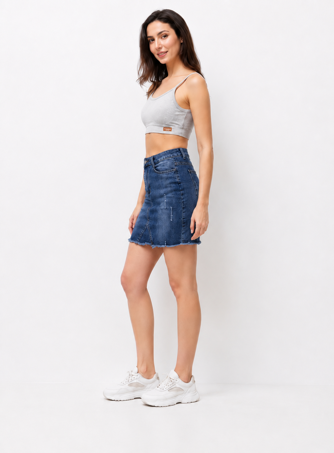 Falda Vaquera Elástica para Mujer con Abertura Frontal | Denim Casual y Cómodo para Primavera Verano