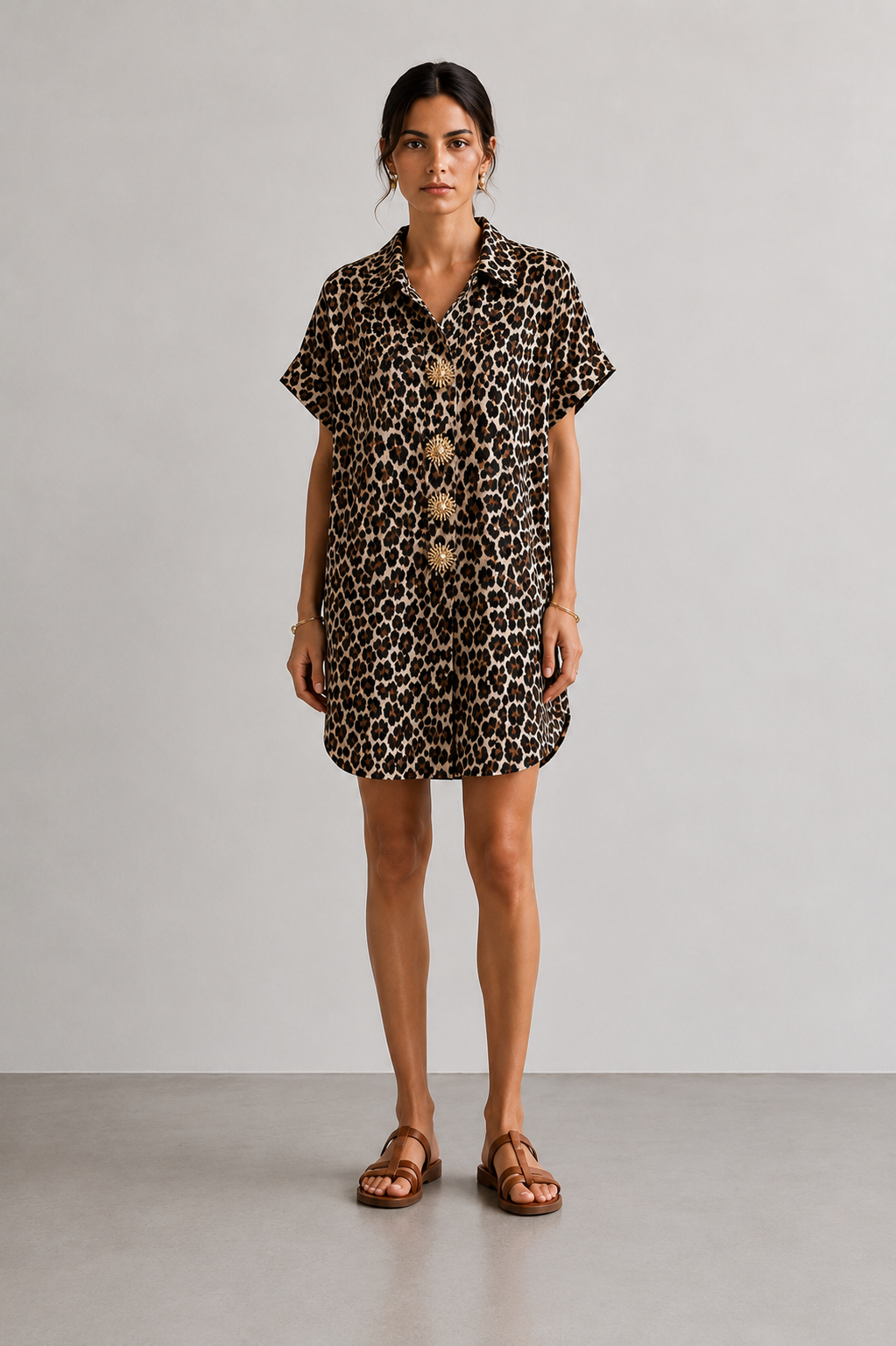 Vestido Camisero Animal Print para Mujer | Estilo Leopardo, Cómodo y Elegante para Primavera Verano