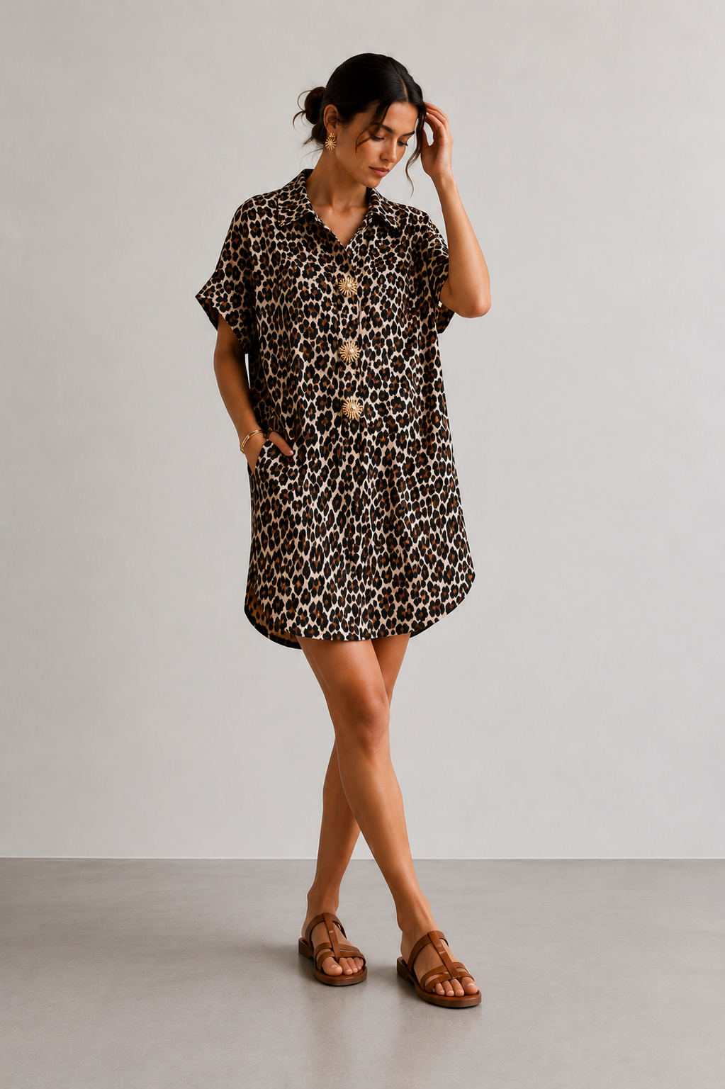 Vestido Camisero Animal Print para Mujer | Estilo Leopardo, Cómodo y Elegante para Primavera Verano