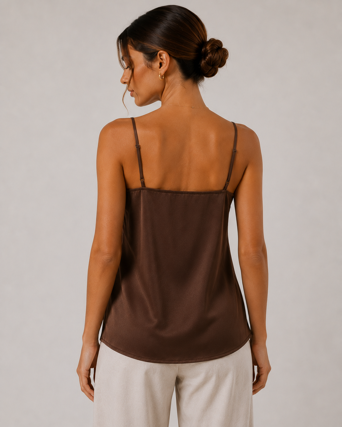 Top Lencero Satinado con Encaje para Mujer