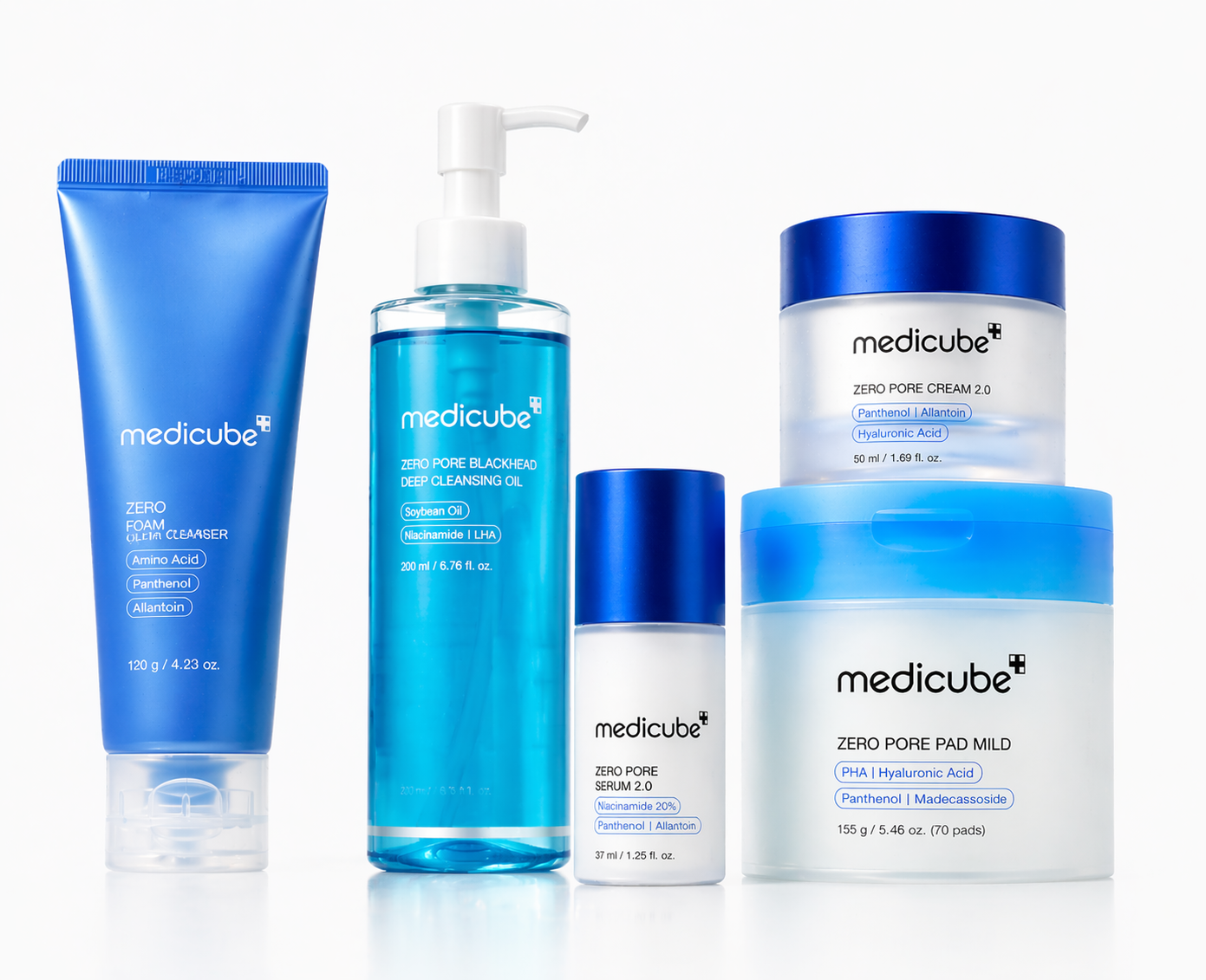 Medicube Zero Pore Set Rutina Completa Facial, Limpieza Profunda y Equilibrio del Sebo, Mejora la Textura y Apariencia de la Piel, Kit con Aceite Limpiador, Espuma, Sérum, Crema y Pads, Ideal para Piel Mixta y Grasa, K-Beauty