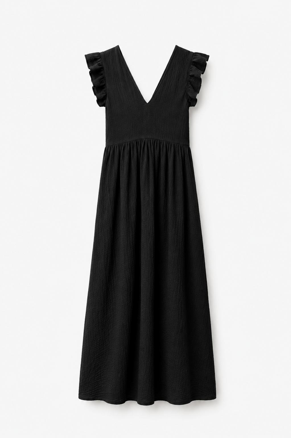 Vestido Largo Fucsia para Mujer con Volantes | Escote en V y Espalda Abierta – Elegante y Fresco para Verano