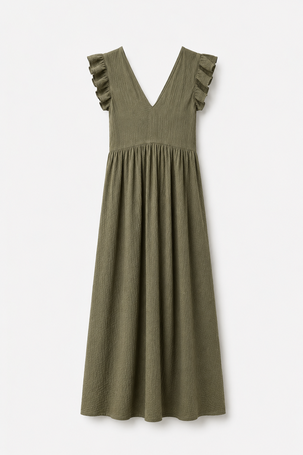 Vestido Largo Fucsia para Mujer con Volantes | Escote en V y Espalda Abierta – Elegante y Fresco para Verano