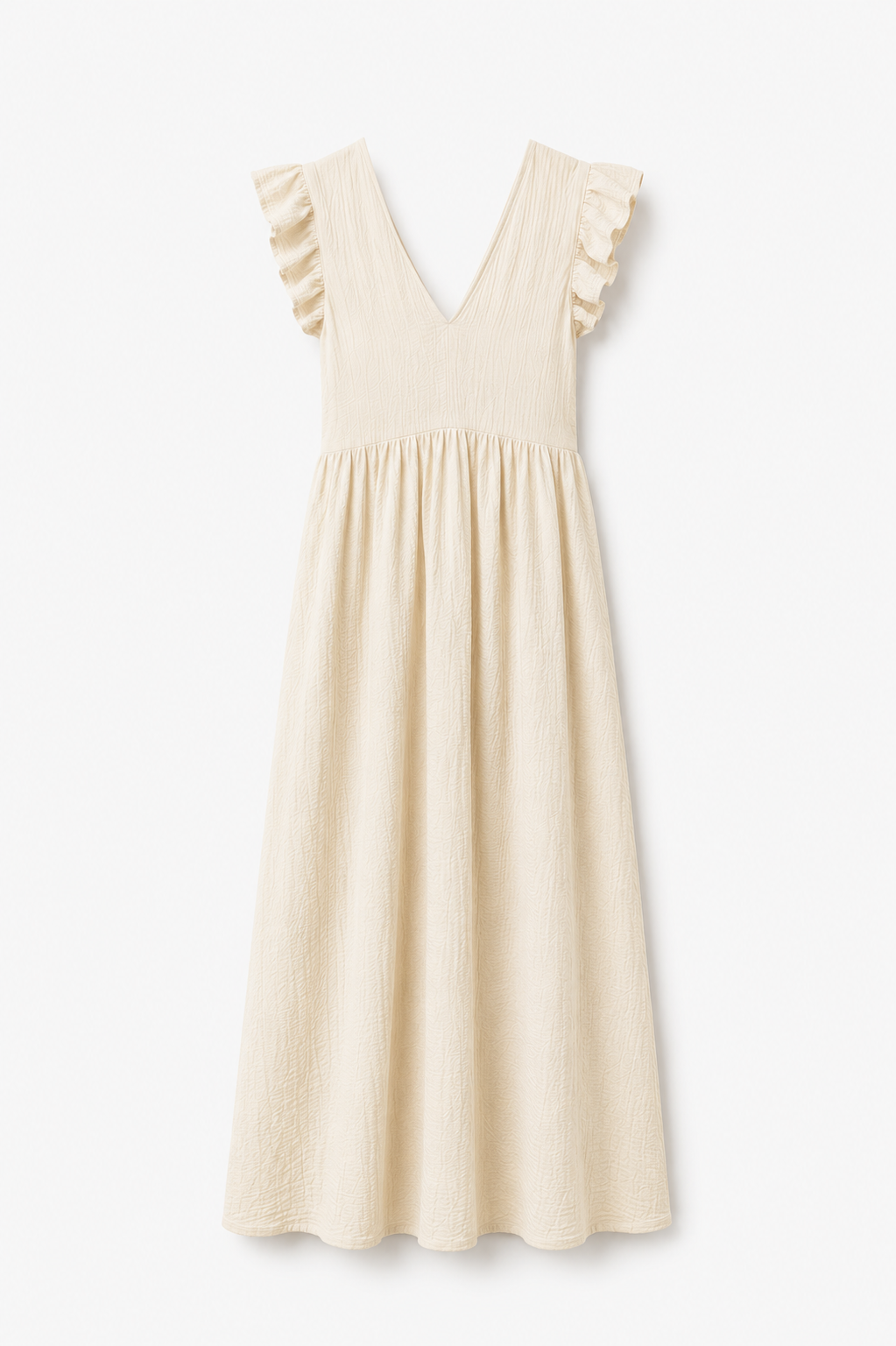 Vestido Largo Fucsia para Mujer con Volantes | Escote en V y Espalda Abierta – Elegante y Fresco para Verano