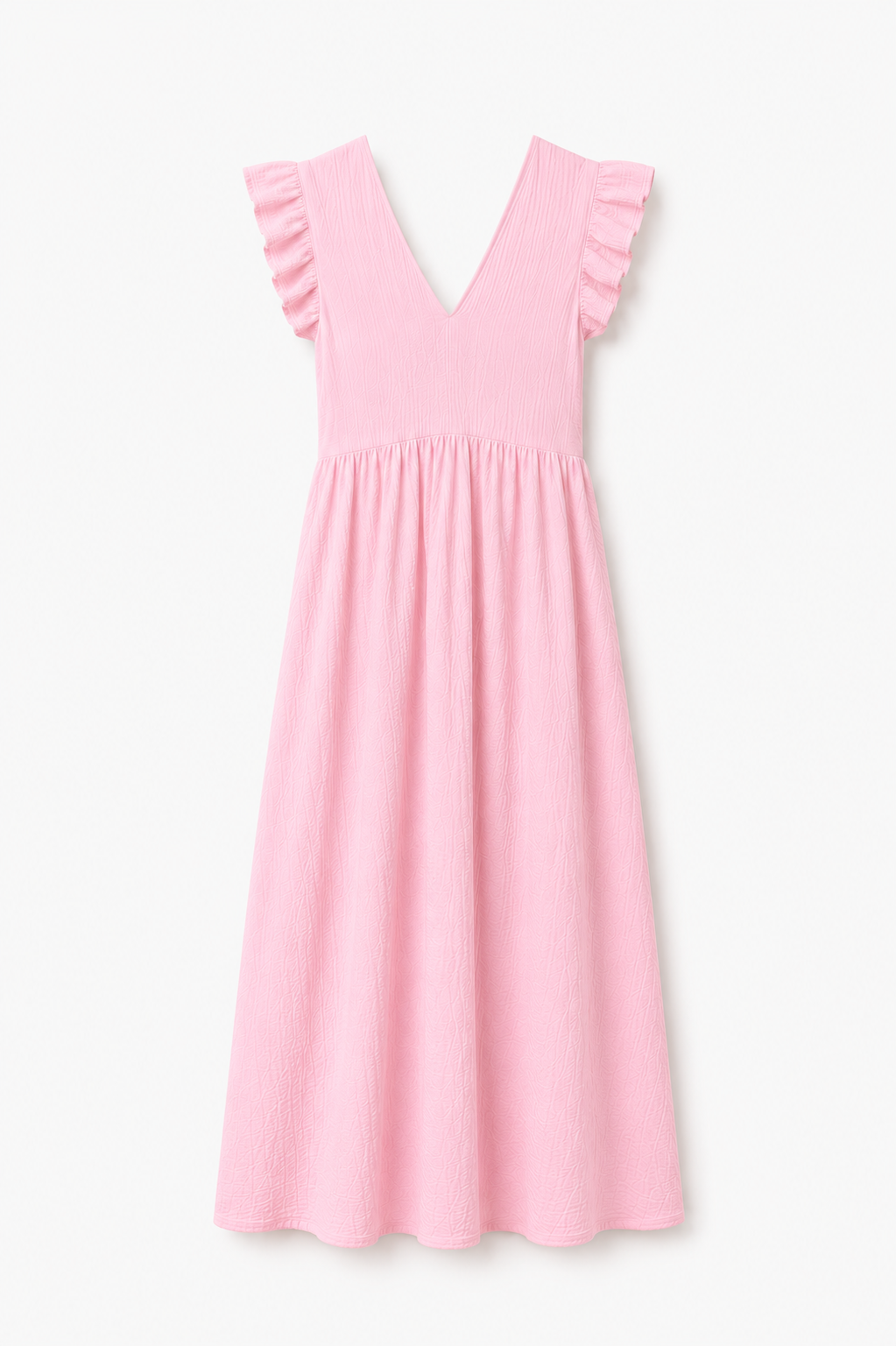 Vestido Largo Fucsia para Mujer con Volantes | Escote en V y Espalda Abierta – Elegante y Fresco para Verano
