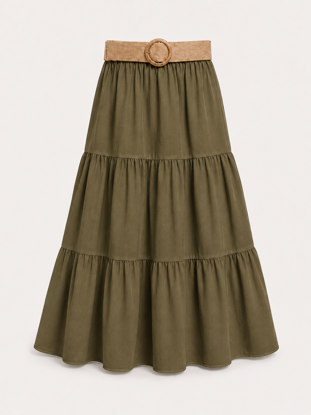 Falda Larga para Mujer con Cinturón de Rafia | Elegante, Fluida y Fresca para Primavera Verano