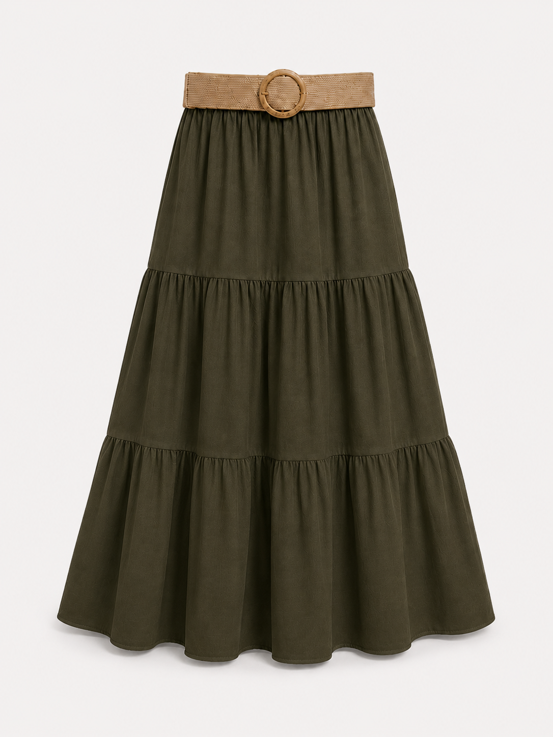 Falda Larga para Mujer con Cinturón de Rafia | Elegante, Fluida y Fresca para Primavera Verano