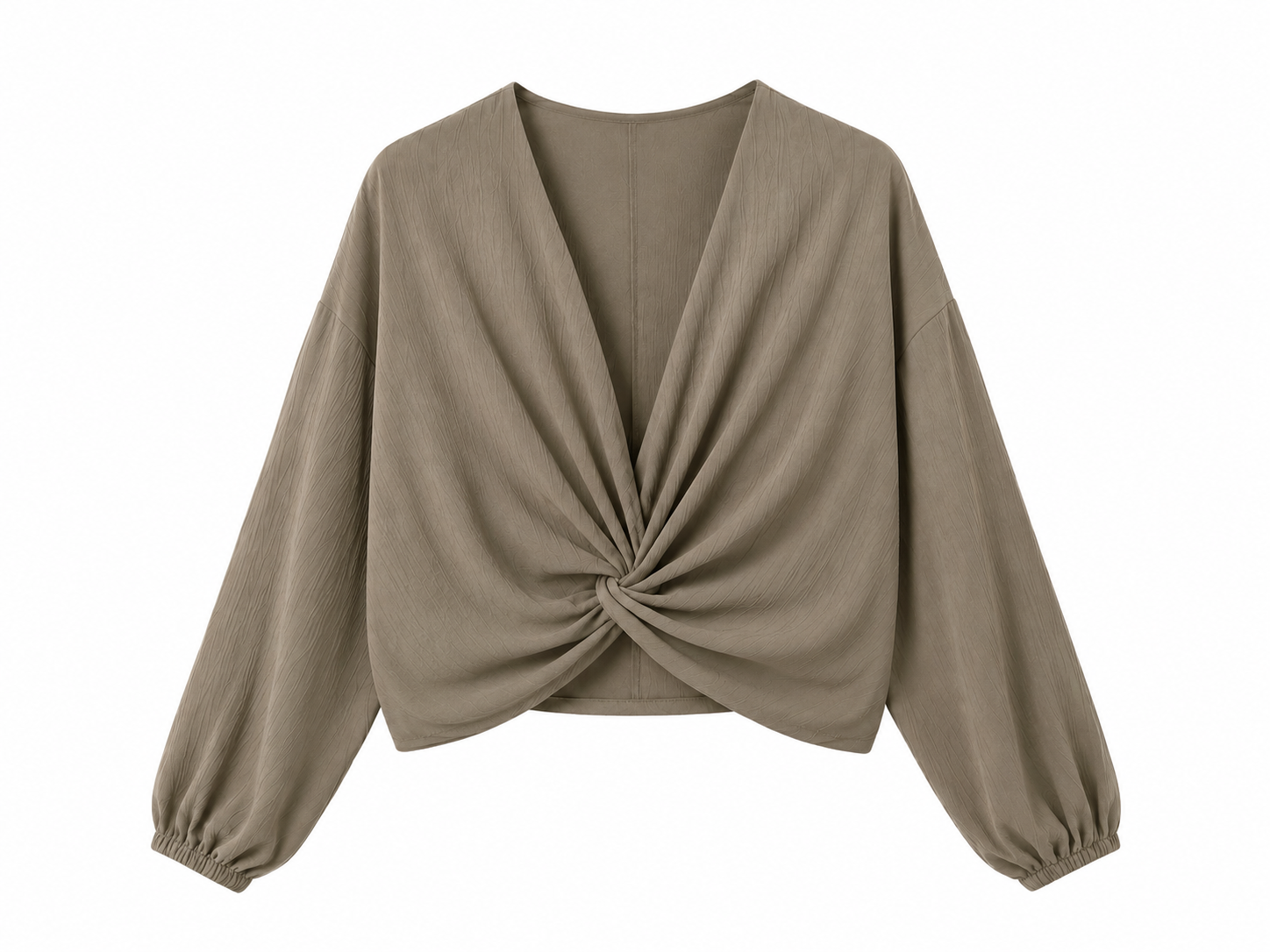 Blusa Cruzada para Mujer con Escote en V | Manga Larga Abullonada y Diseño Elegante