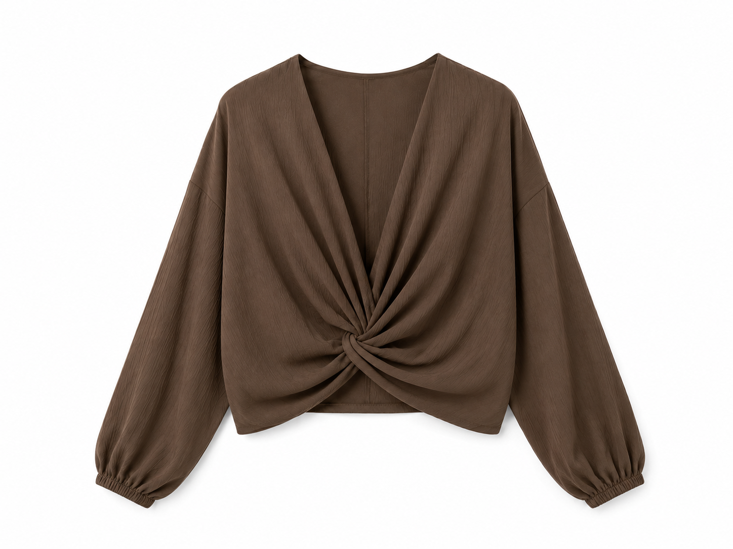 Blusa Cruzada para Mujer con Escote en V | Manga Larga Abullonada y Diseño Elegante