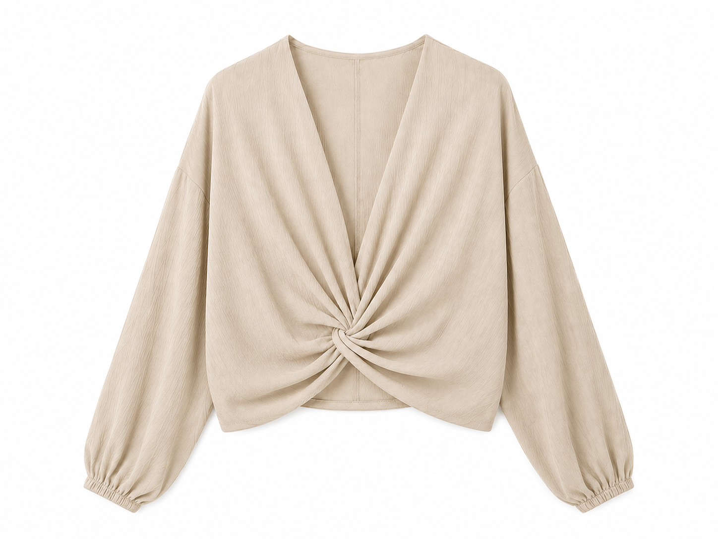 Blusa Cruzada para Mujer con Escote en V | Manga Larga Abullonada y Diseño Elegante