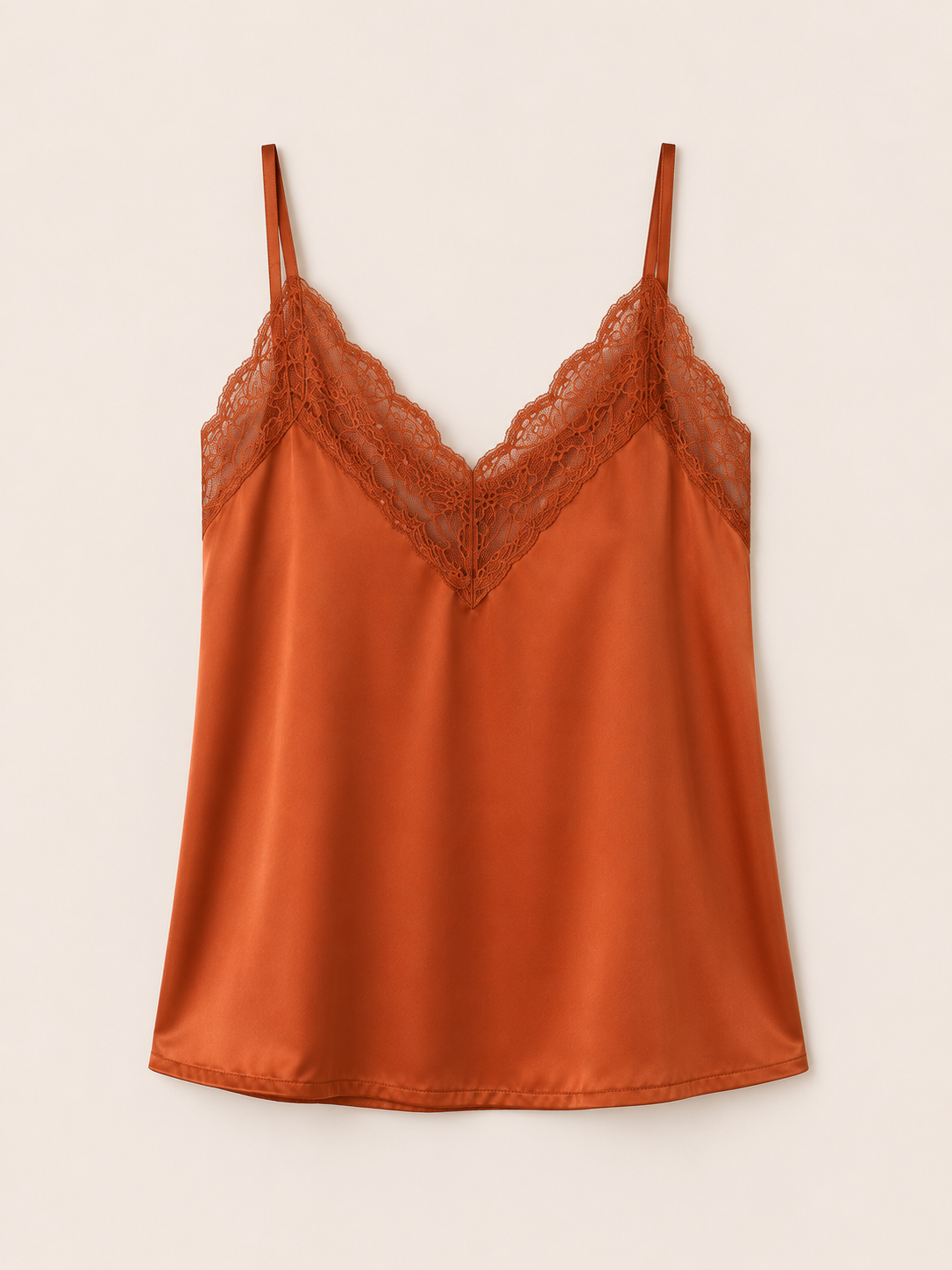 Top Lencero Satinado con Encaje para Mujer