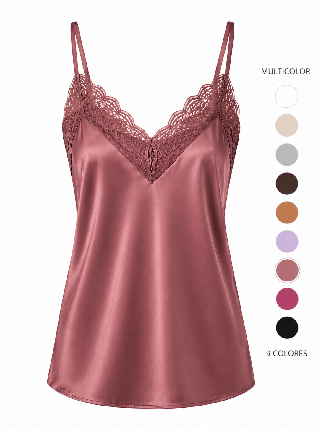 Top Lencero Satinado con Encaje para Mujer