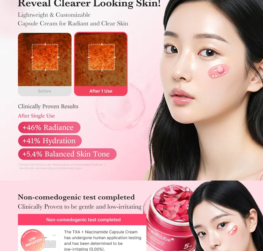 Medicube TXA Niacinamide Capsule Cream hidratante iluminador con ácido tranexámico y niacinamida