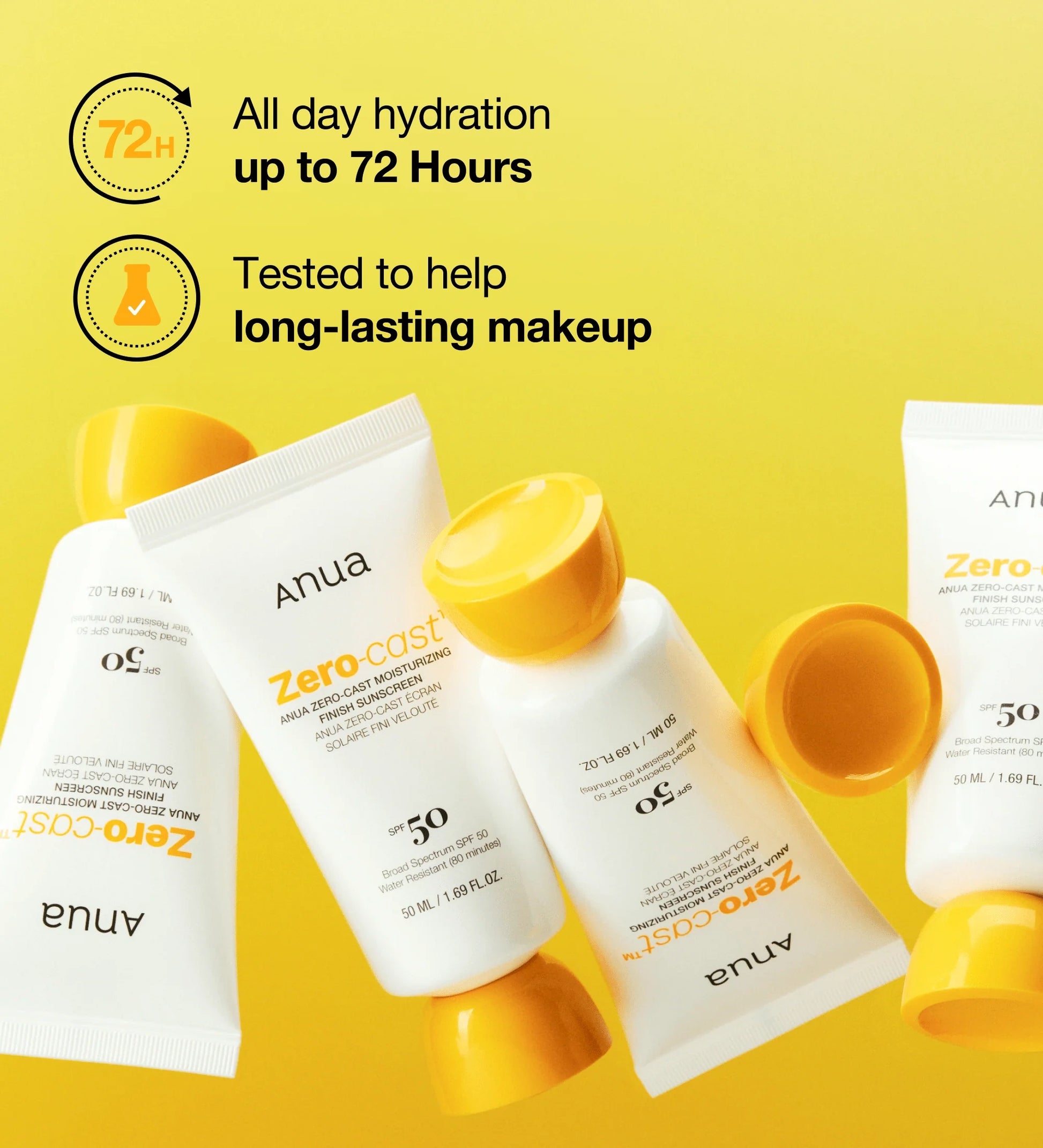 Anua – Protector Solar Zero-Cast Hidratante 50ml – SPF50+ PA++++ Sin Rastro Blanco