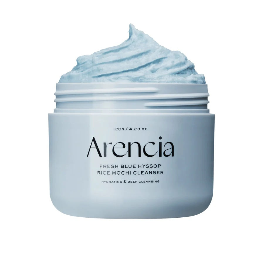 Arencia – Limpiador Facial Fresh Blue Hyssop Rice Mochi 120g – Espuma Cremosa Suave con Arroz y Hisopo Azul