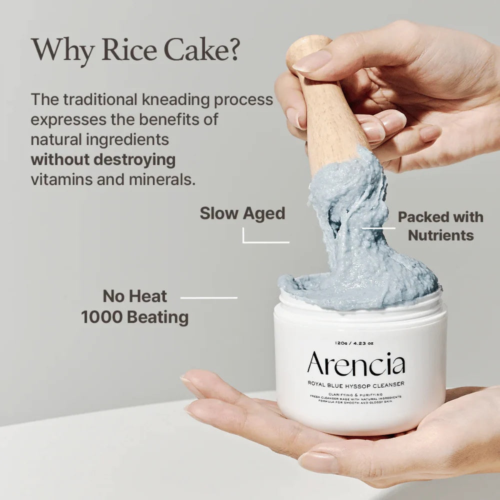 Arencia – Limpiador Facial Fresh Blue Hyssop Rice Mochi 120g – Espuma Cremosa Suave con Arroz y Hisopo Azul