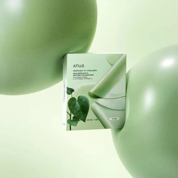 ANUA – Mascarilla Calmante con Heartleaf 70% + Colágeno – 4 uds x 38g