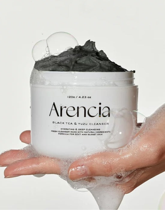 Arencia – Limpiador Facial Black Tea Rice Mochi 120g – Espuma Cremosa con Té Negro y Arroz