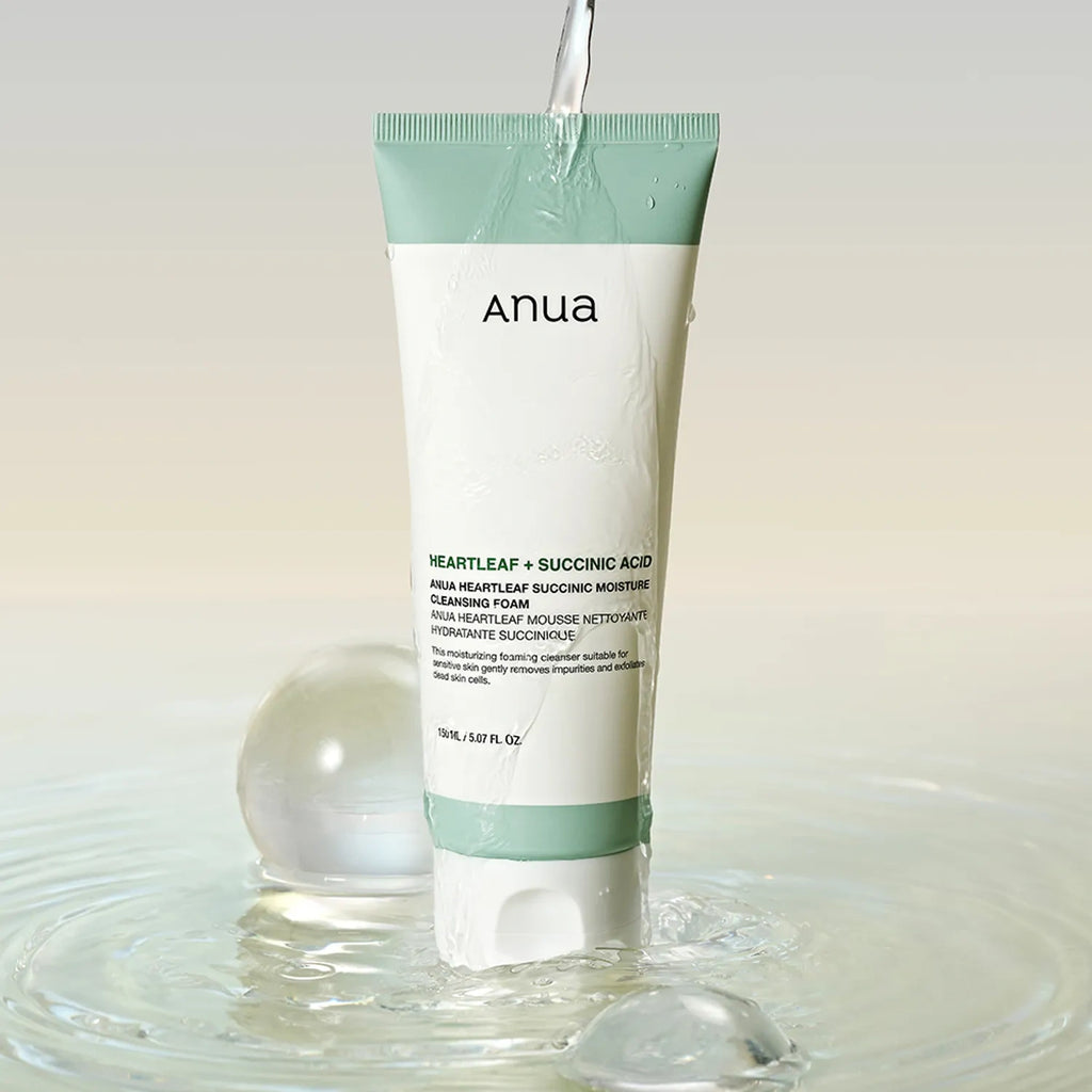 Anua – Limpiador Facial Heartleaf con Ácido Succínico 150ml – Espuma Hidratante y Purificante