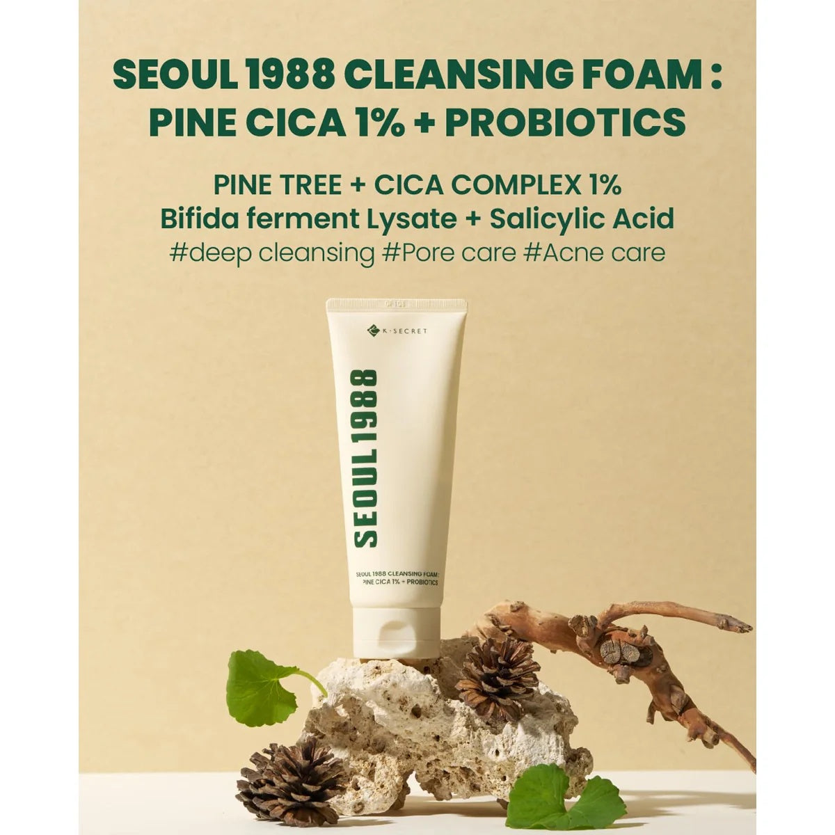 K-SECRET – SEOUL 1988 Espuma Limpiadora con Pino Cica 1% + Probióticos 150ml